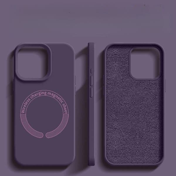 Liquid silicone case suitable iPhone 17, magnetic, full coverage for Apple 14 Pro Max, solid color hard case, thickened