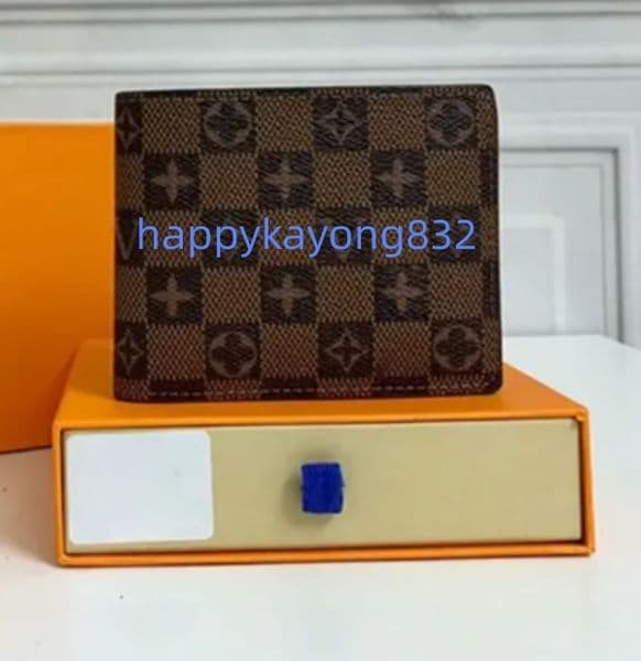 New Casual wallets Designer purses Top Card Holder luxury Wallet credit cardholder Genuine Leather plaid style mens coin purse pocket organizer folder wallet