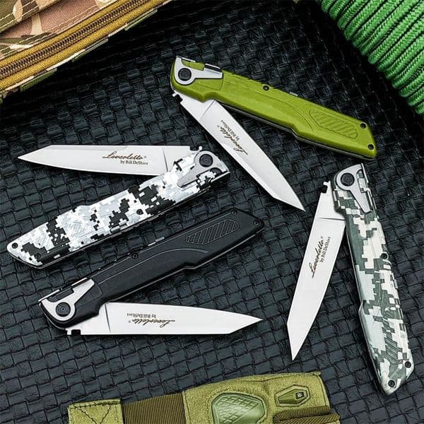4Models Italian FRN-II Folding Knife 4.37" 440C Steel Blade, Nylon Fiber Handles