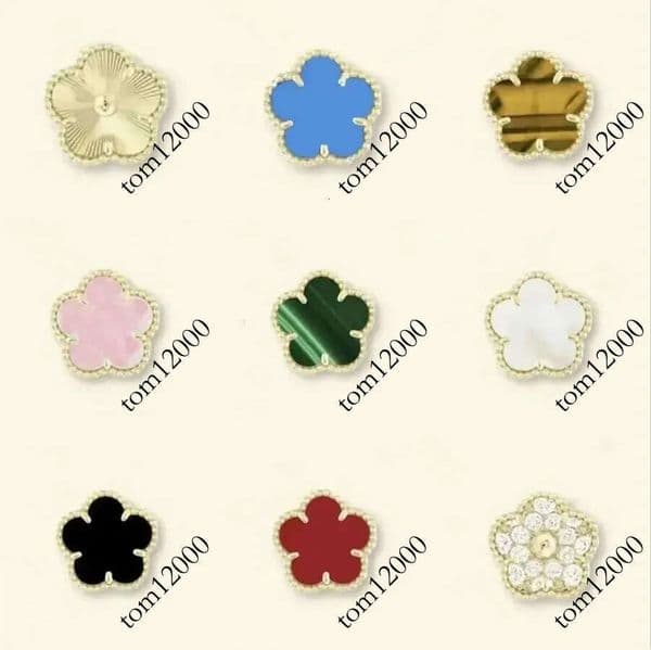 Agate 15mm Four Leaf Clover earrings For Women Stud Mother Of Pearl Designer Jewelry White Woman Earrings Gold Color Retro