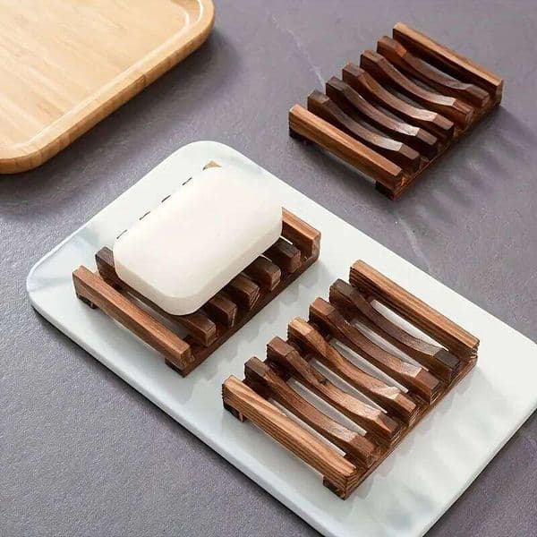 Natural Bamboo Box Dishes Bath Soap Holder Wooden Case Tray Mildew Resistant Drain Bathroom Washroom Accessory
