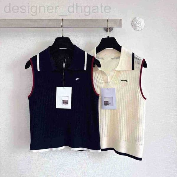 Women's Tanks & Camis designer New Knitted Sleeveless Vest for Women Turn-Down Collar Short Slim-Fit Flattering Outerwear