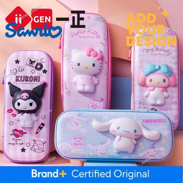 Designer Iigen Sanrio Family Squeeze Relief Pencil Box, Multifunctional Stationery Case Pencil Pouch for Kids