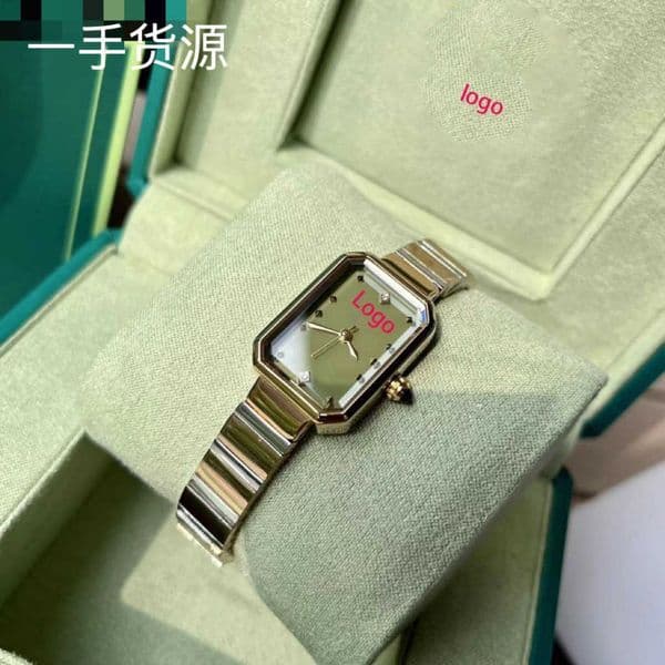 Luxury watches, high-quality watches Sugar Cube Small Green Compact Elegant Womens Steel Band Fashionable and Trendy Qixi Festival Gift Quartz