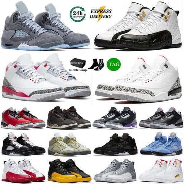 3s Sneakers 5s 12s Basketball Shoes High quality Sports Shoes Luxury Wolf Grey Black Cement Cardinal Red Dark Iris Fire Red Mocha Pine Green Men Platform Trainers
