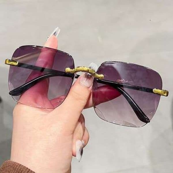 New European And American Fashion Trend For Women With Big Face Slimming Frameless Cut Edge Sunglasses Chunjinqiuli Chunjinqiuli