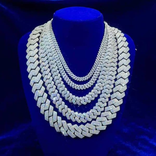 12MM Wide Moissanite Cuban Link Chian 16-24 Ice Out Diamond HipHop Men 925 Silver Cuban Necklace