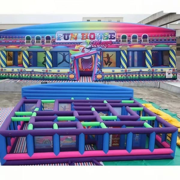 Outdoor activities Large inflatable Labyrinth Maze Hunted House circus inflatable fun house laser tag maze