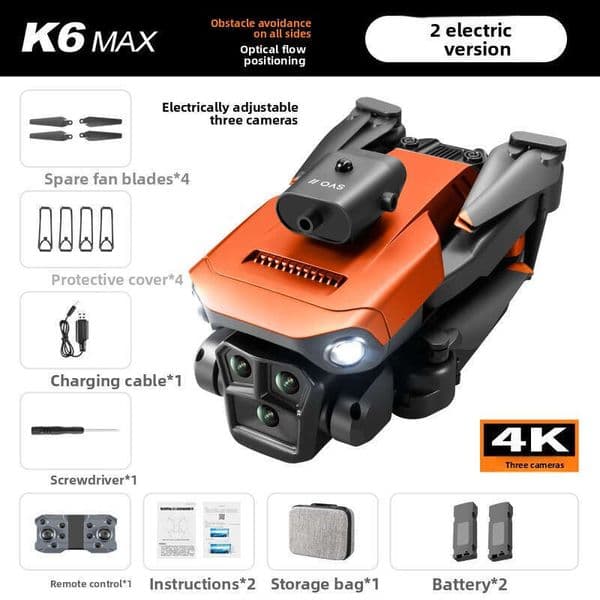 K6 MAX Triple Camera 4K Aerial Drone Four-Sided Obstacle Avoidance Remote Control Aircraft Optical Flow Positioning Quadcopter Kuhangxin 26412