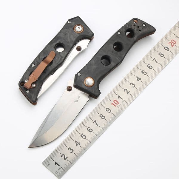 BM273-03 Carbon Fiber Quick Open Outdoor Tactical Camping Hunting Pocket Folding Knife Portable Household Fruit Knife EDC Tool K