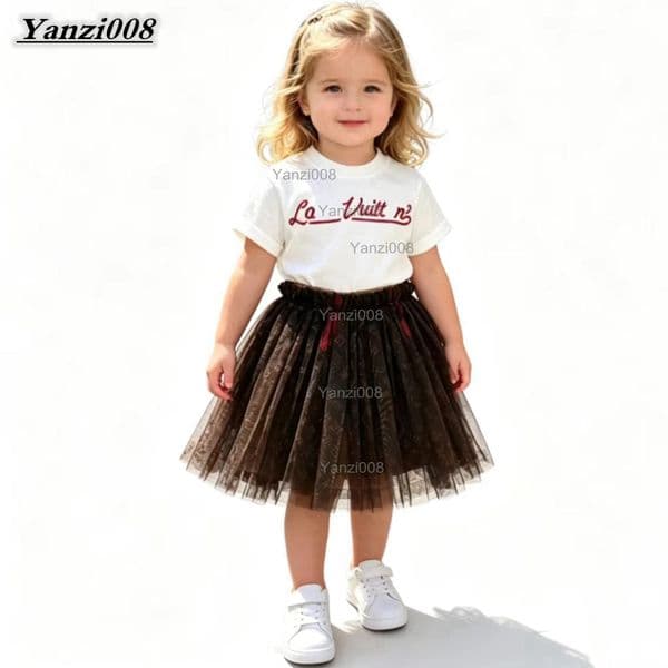 Summer Luxury Brand Designer Kids Dress Set Baby Girls Designer Dress Cotton Short Sleeve+Skirt Baby Clothes Skirt Little Girl Clothes Kids Clothes Girls Skirt Set
