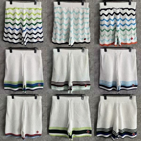 high quality vacation embroidered knitted shorts loose men designer casual sports knit shorts beach hawaiian pants