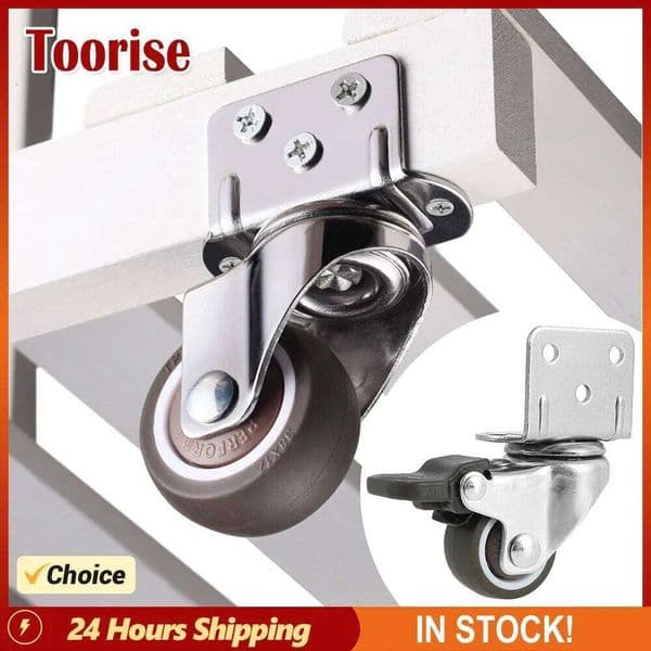 4PCS/Set Furniture Castors Heavy Duty Stable Swivel Plate Casters L-Shaped Soft Rubber Caster Wheels Durable Sturdy
