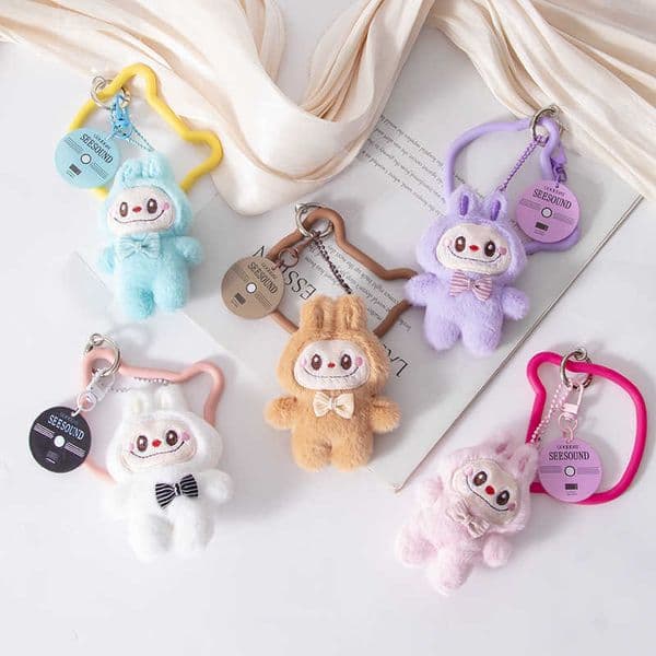 Plush Pull Cloth Bunny Phone Case Pendant Plush Doll Keychain Toy Phone Back Clip Accessories for Women Backpack S260411