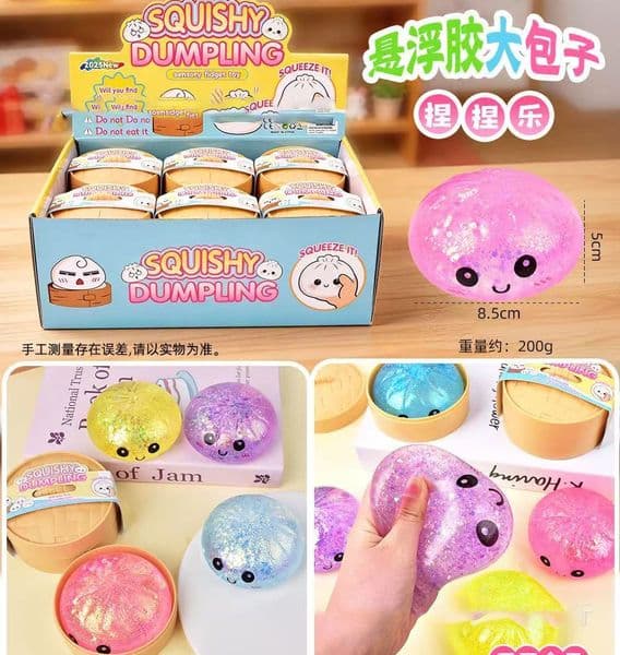 Glitter Dumpling hape with Face Squishy Toy Y260515