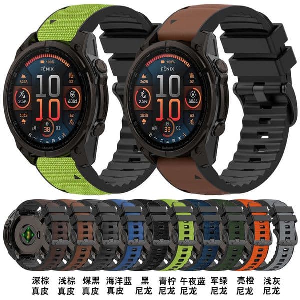Suitable for Garmin Fenix8/Fenix7X/Fenix6/Fenix5 Series Silicone Skin Nylon Watch Band