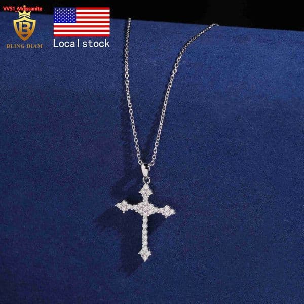 Daily Wear Cross Pendant Moissanite Charms 925 Silver D VVS Moissanite Pendant Pass Diamond Tester Fine Pendant Necklaces
