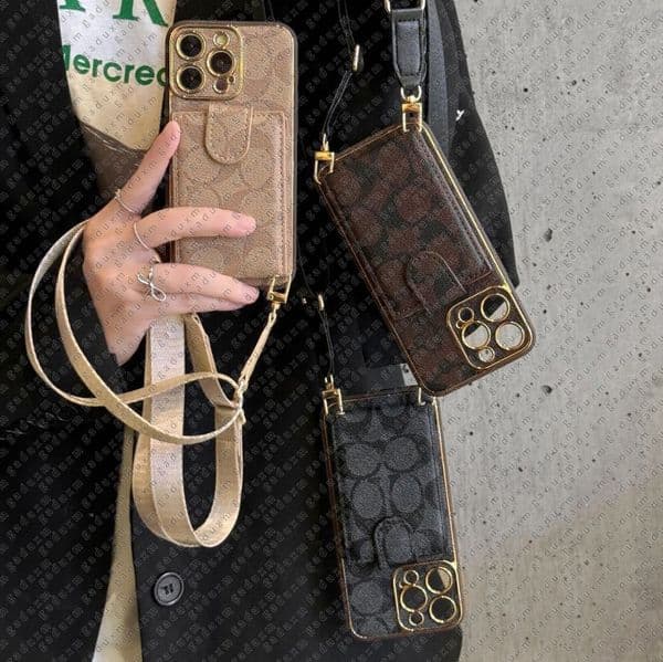 Phone Case Card Holder Designer iPhone case For iPhone 16 Pro Max Cases Apple 15 Pro Max 14 13 12 15 Plus 14 Plus Cellphone Cases Crossbody Mobile Cover Shoulder Strap