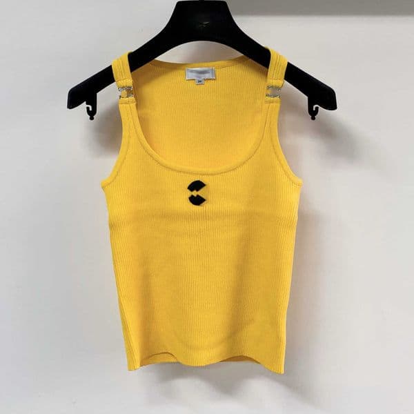 Luxury Knitted Strap Vest Elastic Pure Color Sleeveless Outerwear Shoulder Chain Buckle High Elasticity Short Sleeve Women Tank Top 260413