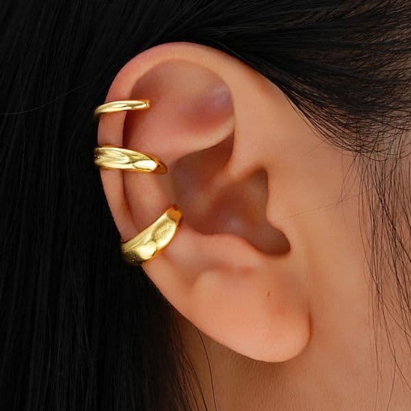 3Pcs/Set Vintage C-Shaped Clip Earrings For Women Chunky Punk No Piercing Gold Color Geometric Ear Cuff Trendy Jewelry Gift 2024260410