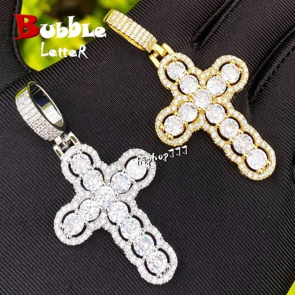 Hip-Hop Hollow Round Bead Cross Pendant for Women Real 925 silver moissanite moissaniteia Hip-Hop Jewelry