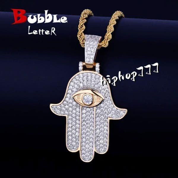 Hip-Hop Hand of Fatima Palm Pendant Necklace Mens 925 silver Inlaid moissanite Hip-Hop Trendy Jewelry
