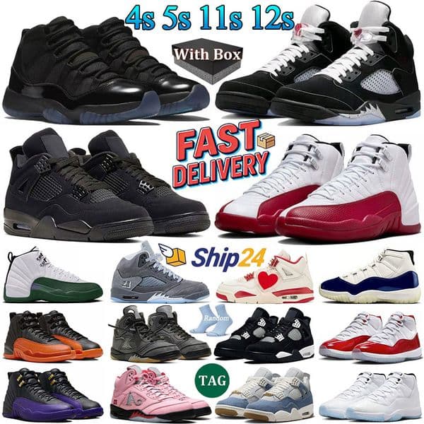 With Box Designer Basketball Shoes 4s 5s 11s 12s Black Cat Metallic Reimagined Gamma Blue Wolf Grey White Cement Pink Thunder Flu Game Mens Womens Trainers Sneakers