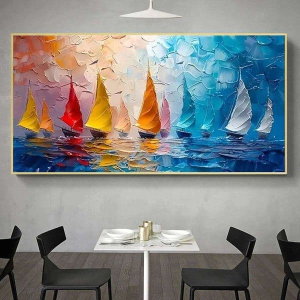Modern Abstract Sailboat Sea View Art, Large-Sized Canvas Printing, for Living Room Home Decoration 26H0413