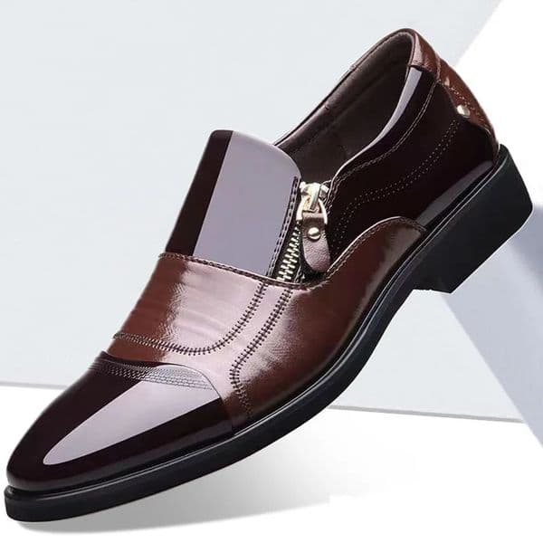 autumn mens leather shoes Sharp pointed outdoor anti slip flat Fashion Business Zipper Footwear Casual comfort male 260413