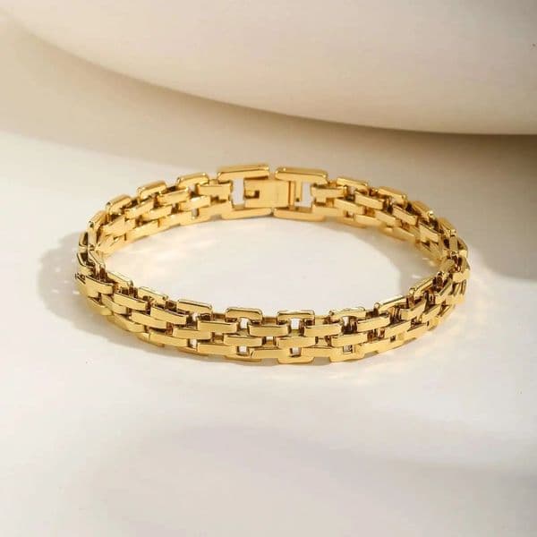 Prjewel Womens Watch Strap Bracelet Gold Color Stainless Steel Fashion Party Waterproof Jewelry for Women Girl Gifts 260413