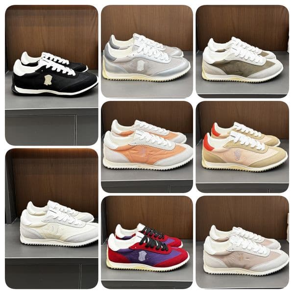 Luxury women's casual shoes, designer footwear, high-quality women's low-top casual shoes, and luxury suede casual sneakers with a vintage patchwork design