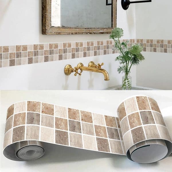 Bathroom Waist Line Wall Stickers Waterproof Peel Stick Art Mural Backsplash Kitchen Office Skirting Decorative Wallpaper 260410