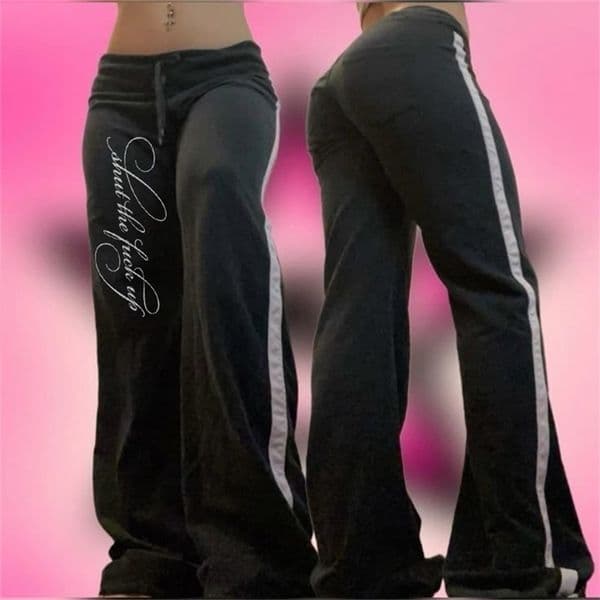 Letter Print Harajuku Hip Hop Oversized High Waist Sport Pants Women Y2K Casual Fashion Versatile Loose Straight Wide Legs 260410BJ