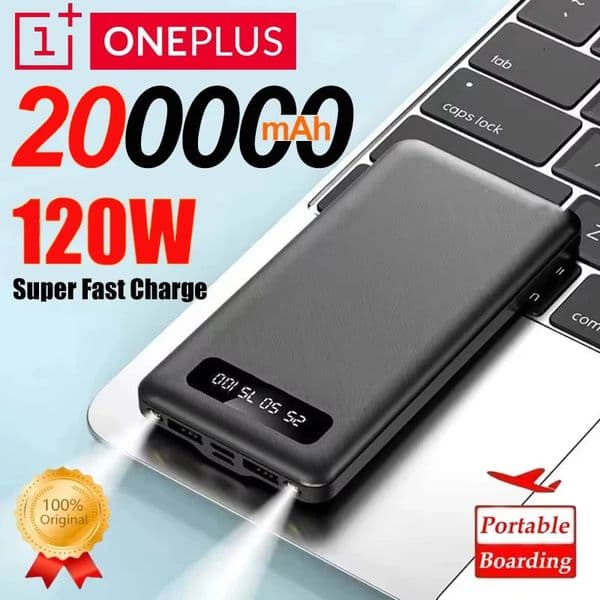 OnePlus 200000mAh Power Bank 120W Fast Charging Large Capacity Portable External Battery LED Digital Display For iPhone 260410