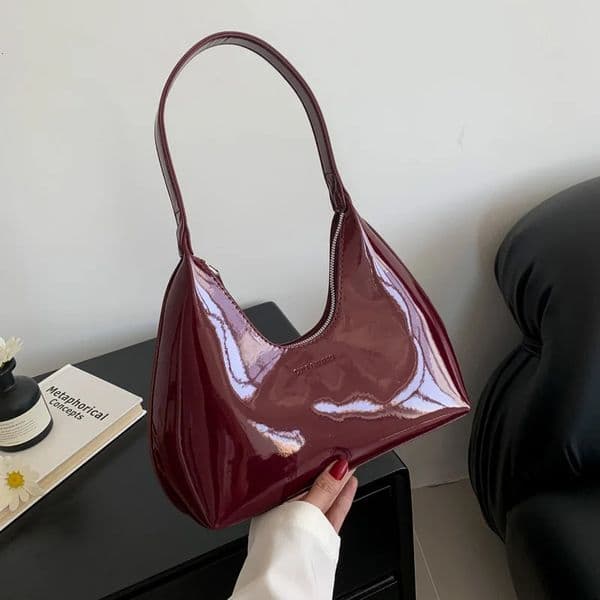 Fashion Womens Shoulder Bag High Quality Patent Leather Tote Bag Waterproof Armpit Bag Solid Color Womens Handbag 260409