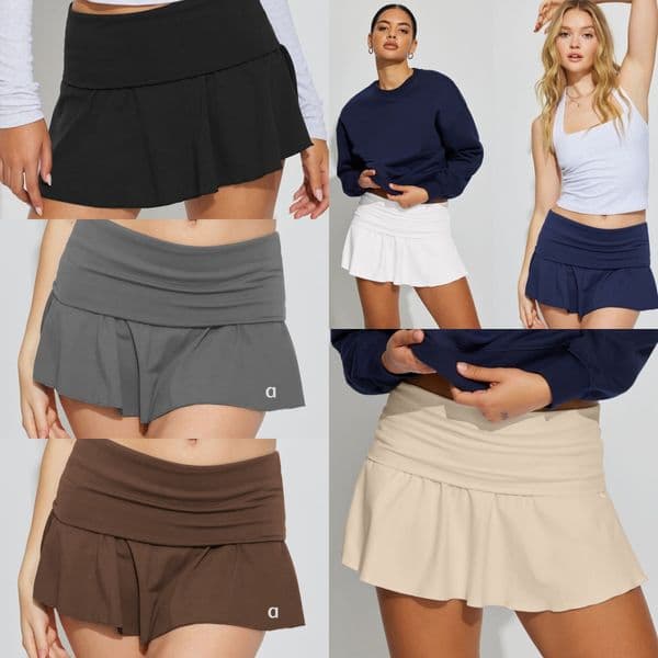 2065AO Flared Athletic Skirt for Ladies Summer Petite Sports Mini Dress Casual Cotton Fabric Flared Shorts Tennis Skirts