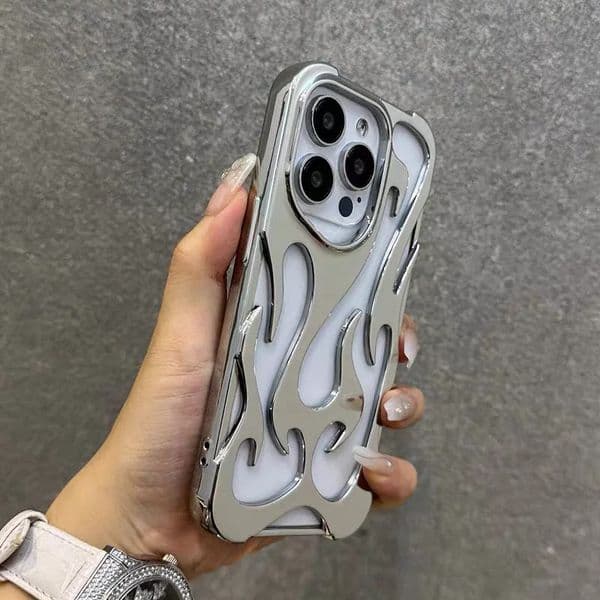 3D Flame Pattern Hollow Slim Phone Case For iPhone 16 17 Air 15 14 13 12 11 Pro Max Plus Protective Heat Dissipation Cover Funda 260410