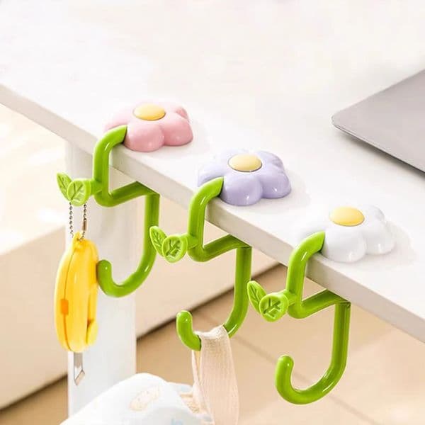 Flower Bag Hook No Drill Desk Hanger Portable Clamp for Table Edge Side Mount Organizer Student School Classroom 260410