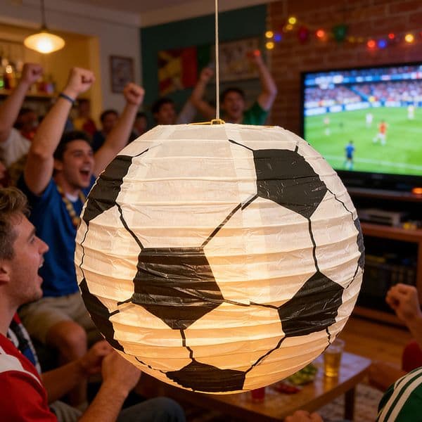 World Cup Themed Football Paper For Children's DIY Holiday Party Venue Decoration, Round Foldable Handmade Lanterns