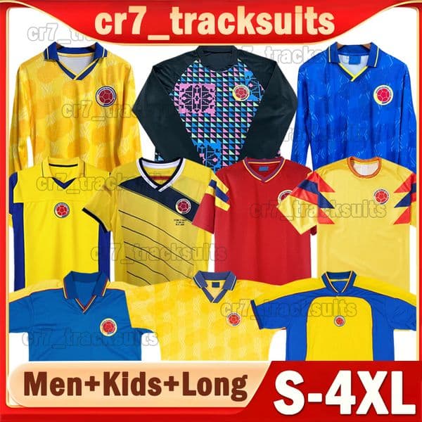 4XL Colombia national football team Soccer Jerseys Retro 1990 Goalkeeper Long Sleeves 1994 98 GUERRERO JAMES 2001 03 05 Men Uniforms 2014 Football Shirts kids kits