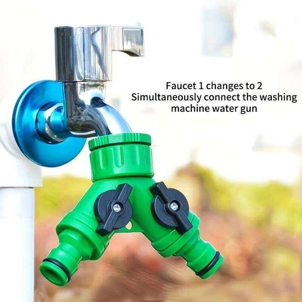 1/2"-3/4" Y Water Splitter 1In2Out Valve Hose Connector Faucet for Car Wash Irrigation Gun Washing Machine