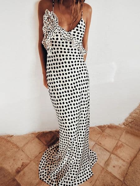 JULISSA MO Sexy Backless Print Dots Flower Women Maxi Dress Spaghetti Strap Evening Dress Autumn Skinny Elegant Party Clubwear 260410