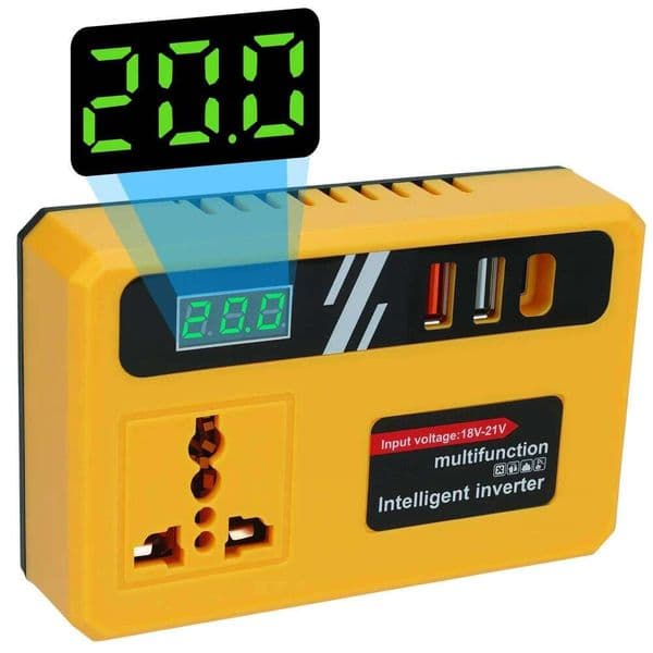 120W for Dewalt Battery DC 20V to 110V-220V Power Generator Inverter with 2 USB Ports Type-C 1 AC Outlet
