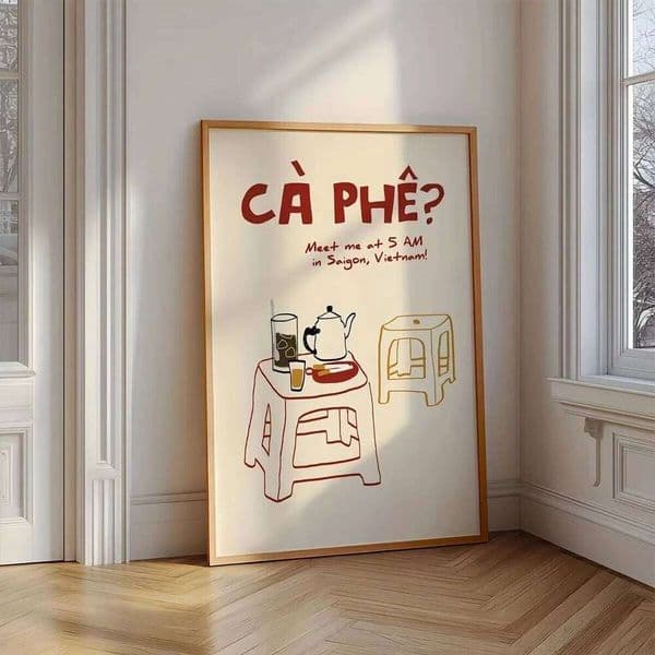 Modern,Retro Vietnamese Sidewalk Coffee Quote Wall Art Print Canvas Painting Poster Picture For Living Room,Bedroom Home Decor 26H0413