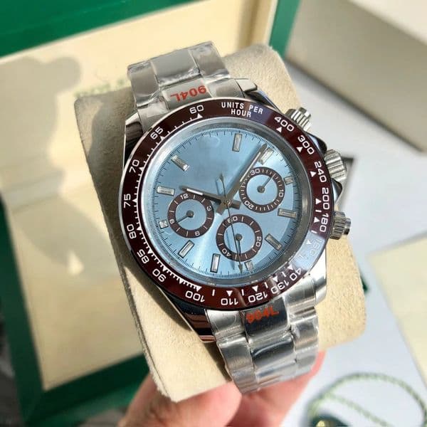 Dayton Watch 40mm Square Diamond Ice Blue Dial 904l Stainless Steel Oysters Strap Wristwatch High Quality Waterproof King Mechanical Movement Factory Watches