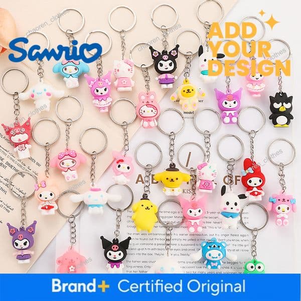 Cartoon Mini Sanrio Keychain Doll, Christmas Hole Punch Blind Box Accessory, School Bag Pendant Gift