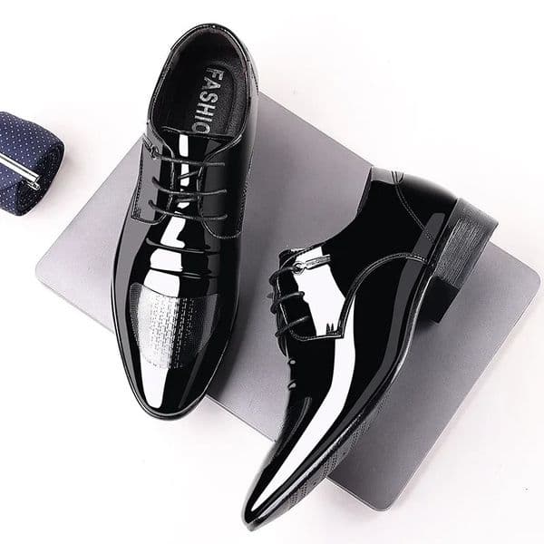 y Business Oxford Leather Shoes Men Breathable Patent Formal Plus Size Man Office Wedding Flats Male Black 260413