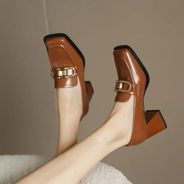 Square High Heels Loafer Autumn y Platform Pumps Woman Slip on Black Jk Uniform Shoes Mary Janes Zapatillas Mujer y260325