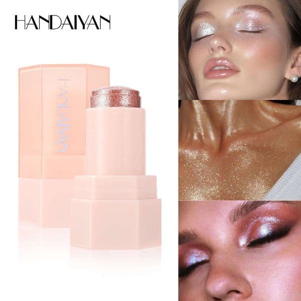 2026 New HANDAIYAN 6 Colors Fine Shimmer Jelly Highlighter Stick Brightening Body Face Long Lasting Waterproof Smooth Glow Makeup Cosmetics