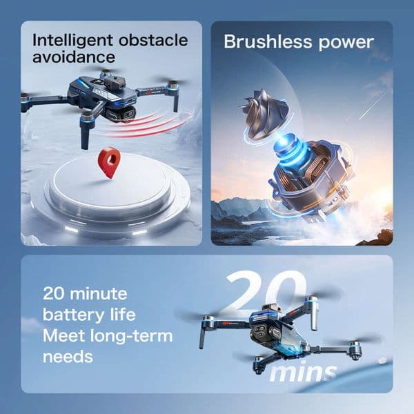 GT8 With Remote Control, Screen, High-Definition Aerial Photography, Brushless Obstacle Avoidance Quadcopter Toy Airplane Drone Kuhangxin S1